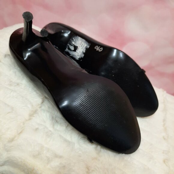 Guess Black Patent Leather Pumps US Size 9 High Heels Gold Chain Detail shoes - Picture 11 of 11